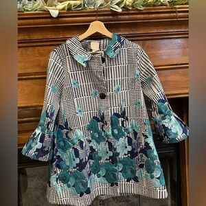 Stylish Women's Black, white, blue & teal jacket